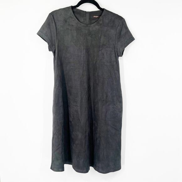 J. McLaughlin Gray Faux Suede Short Sleeve Swing Dress - Picture 1 of 7